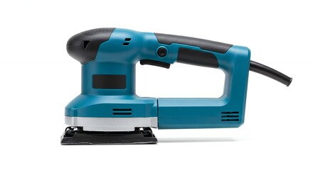 Teal and black electric orbital sander