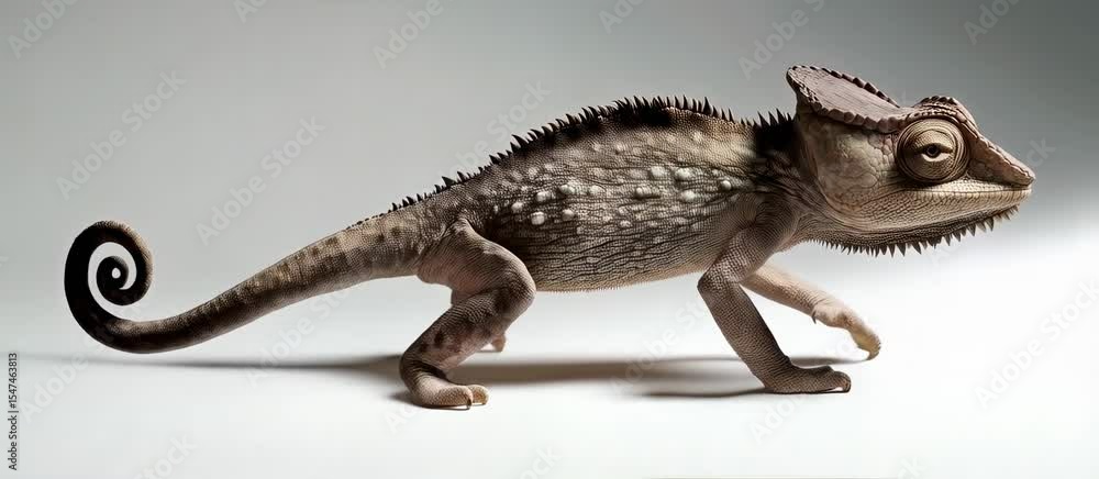 Poster stylized chameleon stride: captivating animation of a reptile in motion