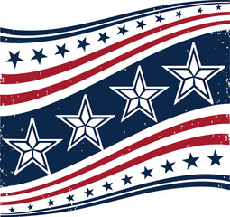 Obraz premium Vintage Distressed USA Flag Banner – Seamless Americana 4th of July Pattern