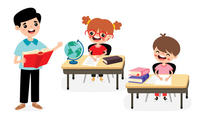 Classroom Scene With Cartoon Characters