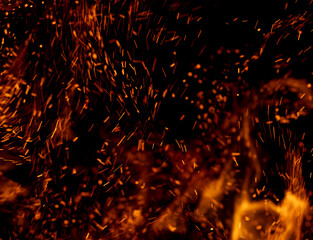 A black background with orange sparks