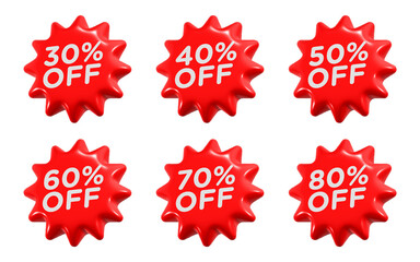 3d ballon discount tag percent icon isolated on transparent background