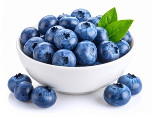 Natural blueberries in a white bowl