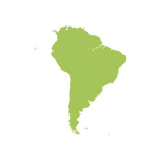 Map of South America, sign silhouette. World Map Globe. Vector Illustration isolated on transparent background. Latin American continent.