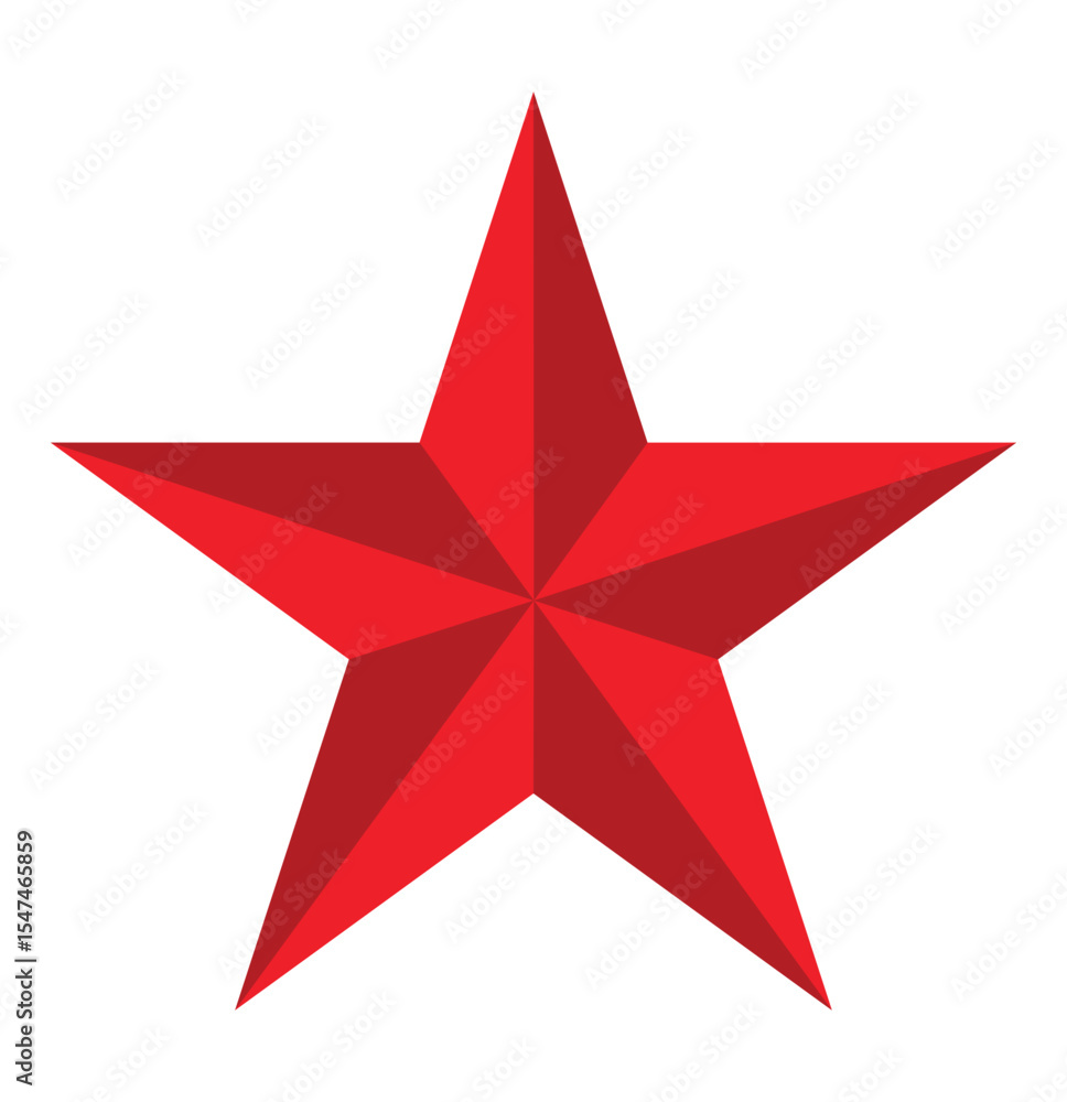 Poster red star on white background. red star with sharp points. realistic red star vector.