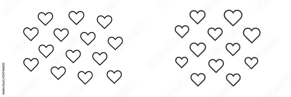 Poster Hearts arranged in two clusters illustrating love and affection in a minimalistic design