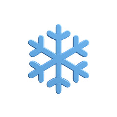 Blue snowflake. 3d rendering isolated on white background. Cartoon plastic style icon