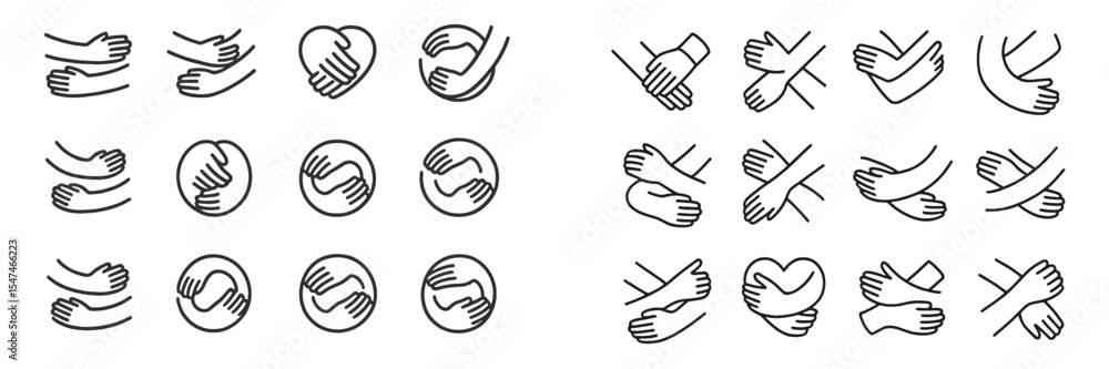 Poster Illustrative symbols of hand gestures conveying connection and unity in diverse forms of interaction