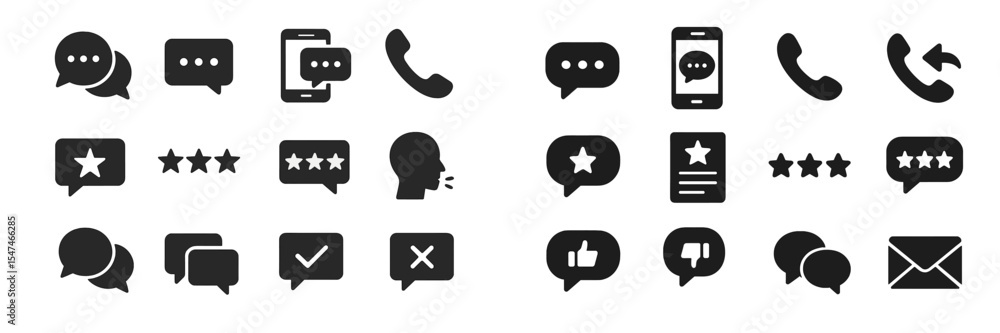 Poster Various communication icons representing messaging, ratings, and feedback options in a minimalistic design
