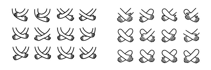 Obraz premium Diverse hand gestures illustrating affection, support, and unity in a minimalist design