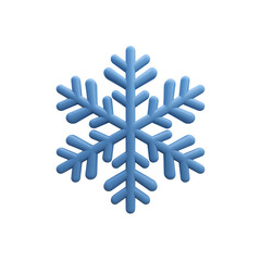 Blue snowflake. 3d rendering isolated on white background. Cartoon plastic style icon