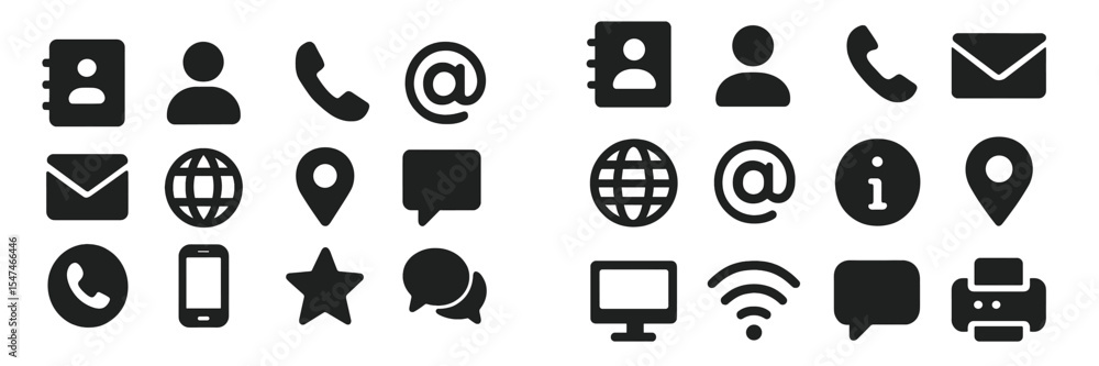 Aufkleber Collection of communication icons illustrating various methods of contact and information sharing, suitable for digital and print media design