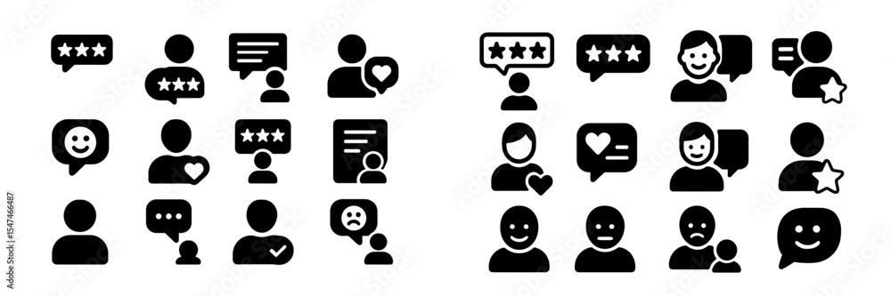 Poster various feedback and interaction icons representing emotions and communication in a digital context
