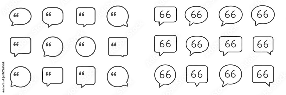 Aufkleber different styles of speech bubbles showcasing text formatting options with the number 66 in a minima