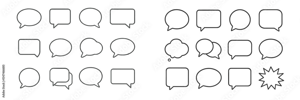 Poster various speech bubbles and text boxes suitable for comic design or graphic storytelling in a creativ