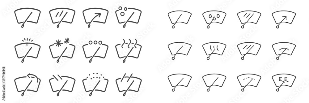 Poster Various hand-drawn symbols representing weather conditions and actions observed in a creative sketch
