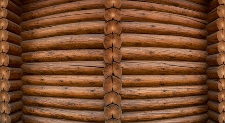 Rustic Log Cabin Corner: Interlocking Timber Wall Texture