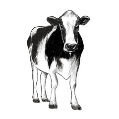 Cow Sketch Hand Drawn Illustration for Idul Adha Qurban and Farm Education Design