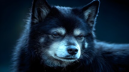 Majestic Black Dog Portrait, canine, animal, pet, furry, mammal
