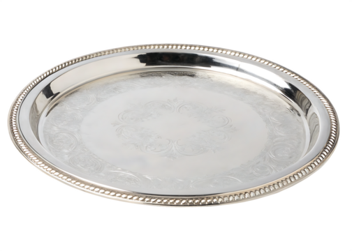 silver-tray isolated on white background png, ai generated