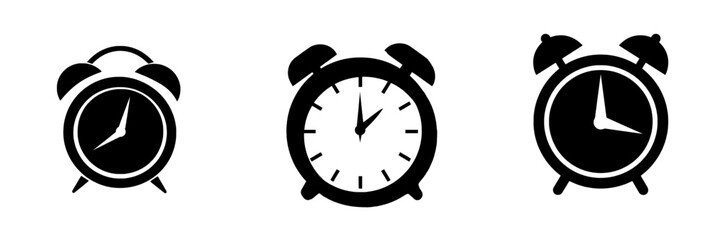 Obraz na płótnie Canvas The Alarm Clock icon is depicted in a 2D flat modern illustration isolated on a white background