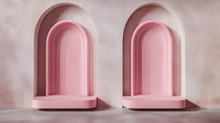Pink Arch Niche Display Mockup, background, pastel, wall, texture, interior