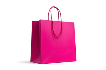 Elegant Bright Pink Shopping Bag Mockup on White Background with Subtle Shadow