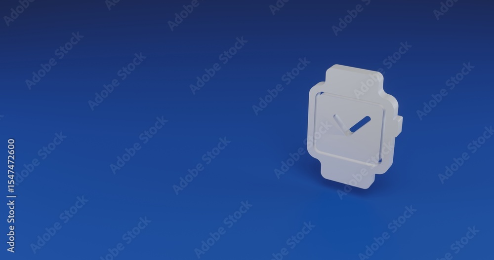 Poster isolated realistic white smart watch symbol with shadow. located on the right side of the scene. 3d 