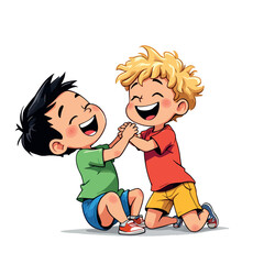 Vsai two happy children laughing and playing together