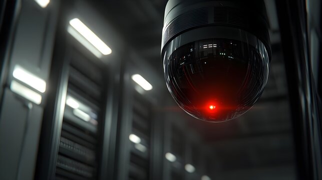 Security Camera in Server Room, CCTV, surveillance, monitoring, data center, technology