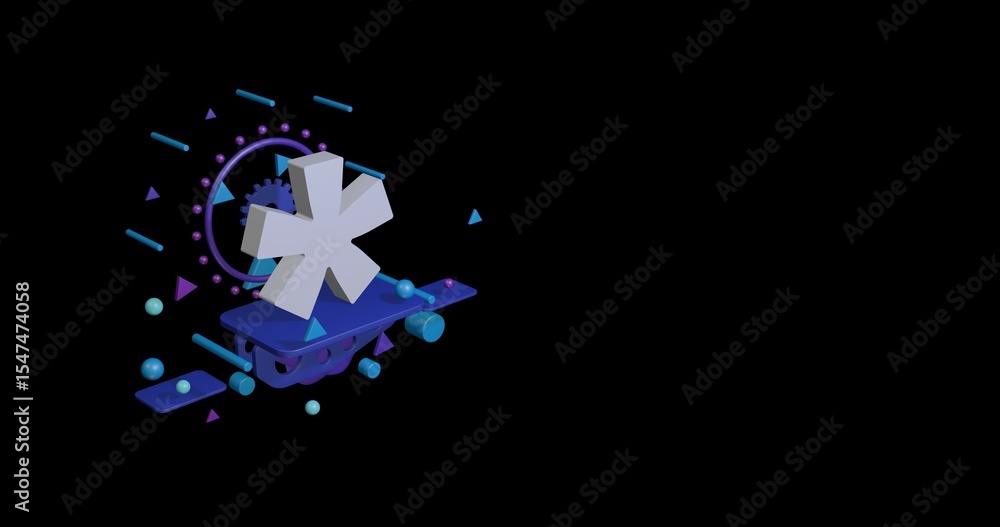 Aufkleber white multiply symbol on a pedestal of abstract geometric shapes floating in the air. abstract conce