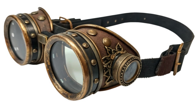 steampunk-goggles isolated on white background png, ai generated