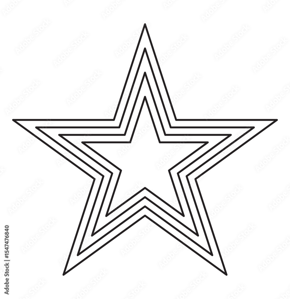 Poster outlined star with inner hollow shape – minimal line vector icon on white background. four thin line