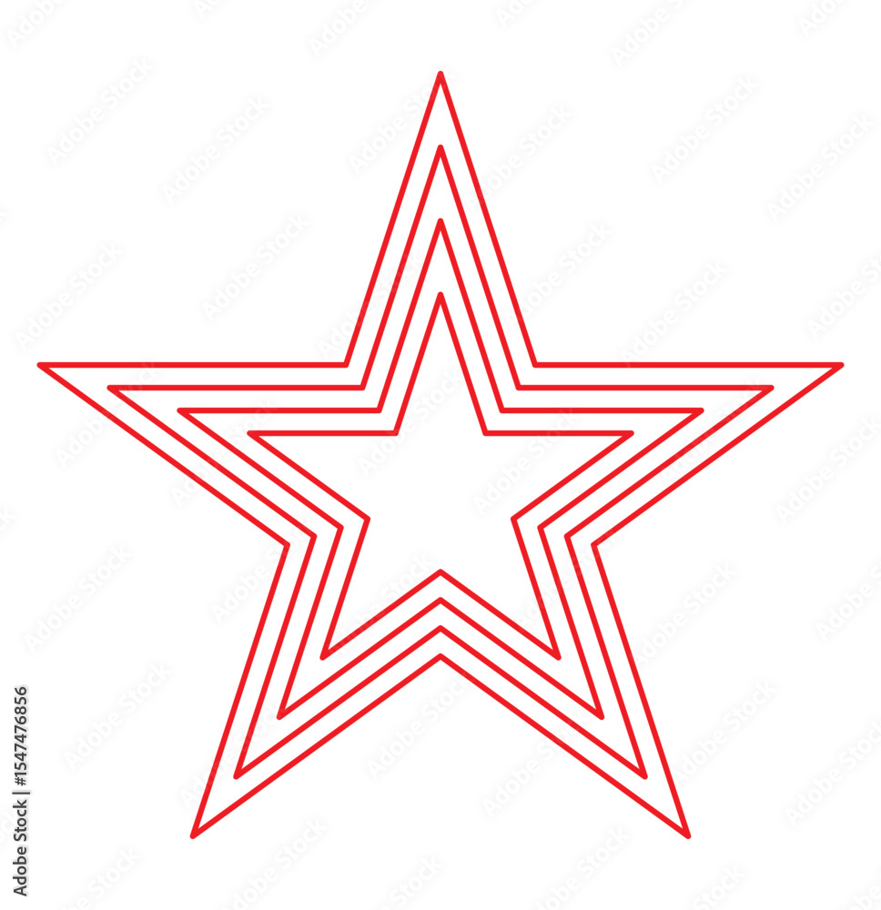 Poster outlined star with inner hollow shape – minimal line vector icon on white background. four thin line