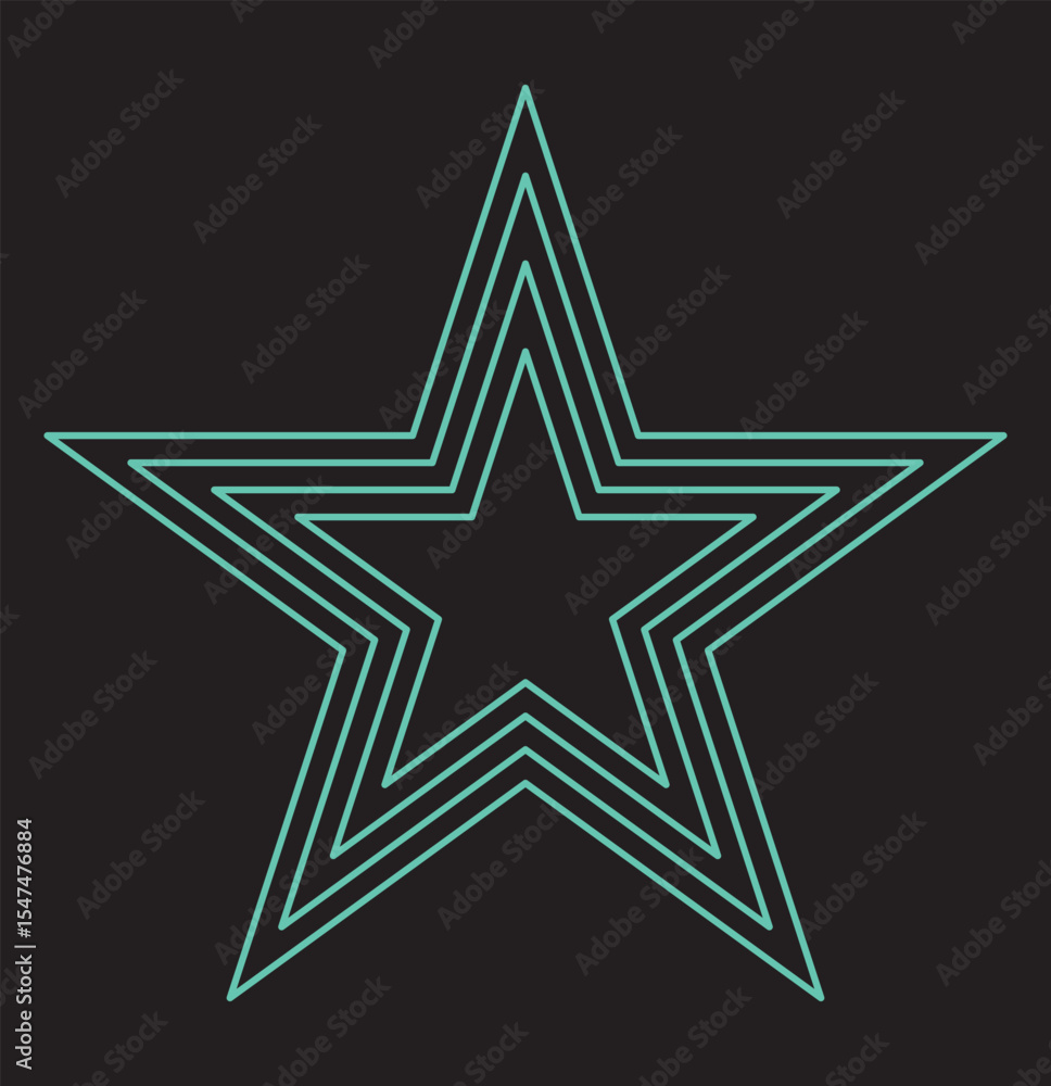 Poster outlined star with inner hollow shape – minimal line vector icon on white background. four thin line
