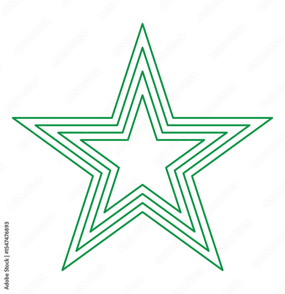Poster outlined star with inner hollow shape – minimal line vector icon on white background. four thin line