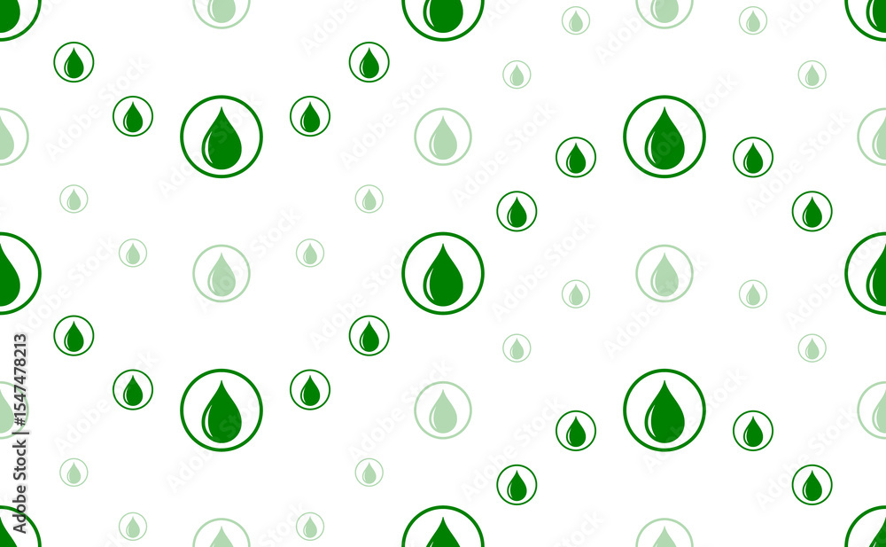 Poster seamless pattern of large and small green a drop of oil symbols. the elements are arranged in a wavy