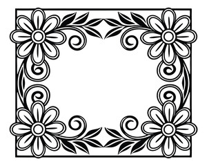 Floral Frame Design Element Decorative Blossom Pattern Vector Artwork Graphic