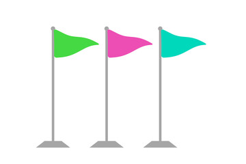 ポールになびく旗　ビビッドカラー3本　グラフィック素材 