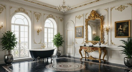 Ornate bathroom interior with lavish details