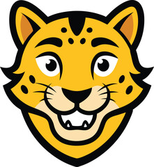 Smiling cheetah head mascot logo design for branding