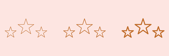 3 stars vector icon. Three stars arc vector. three stars rating. rate stars - best, top black concept abstract vector illustration. Tree star different editable stroke sizes.