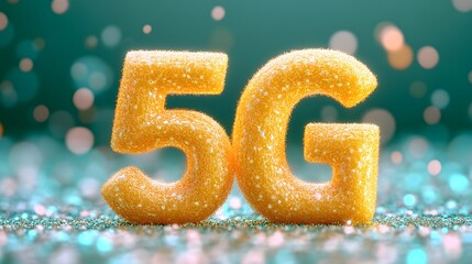 Bright Sparkling 5G Concept in Vibrant Colors and Abstract Design