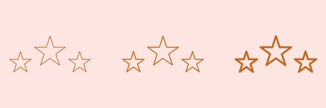 3 stars vector icon. Three stars arc vector. three stars rating. rate stars - best, top black concept abstract vector illustration. Tree star different editable stroke sizes.
