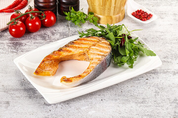 Tasty delicous grilled salmon steak