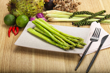 Dietary cuisine - boiled aspargus stem