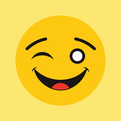 Winking Emoticon with One Eye Closed Look