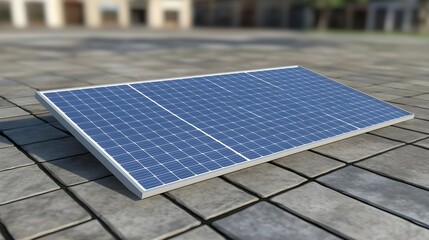 Single Solar Panel on Cobblestone Pavement, solar panels, photovoltaic, photovoltaics, renewable energy, clean energy