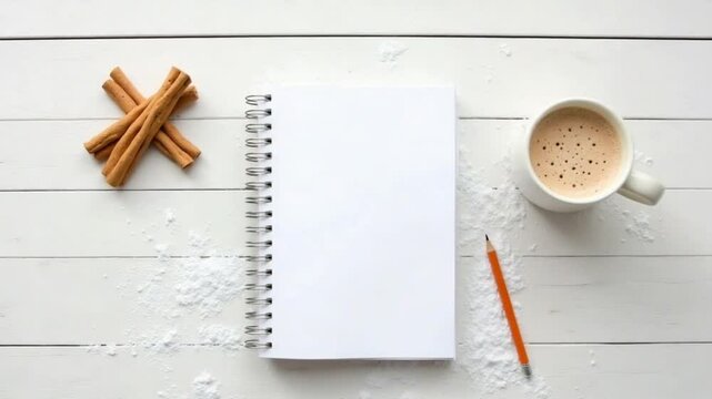 Blank White Notepad Mockup with Spiral Binding on Neutral Desk