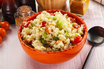 Vegan cuisine couscous with vegetables